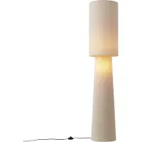 QAZQA Japandi Stehleuchte Beige Teddy Stoff 2-Lichter - Trompet