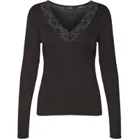 Vero Moda V-Shirt "VMROSA LS V-NECK LACE TOP GA JRS NOOS"