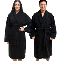 Puma Unisex Bademantel mit zwei offenen Seitentaschen Morgen-Mantel 660008 03 Schwarz