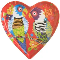 OEM Porzellankissen in Form eines Herzens mit Pappagaiemotiv "Tiger Tiger", in Geschenkbox, rot, 15,5 cm