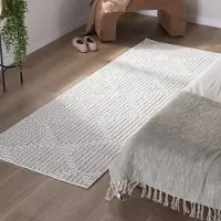 FRAAI Teppich Läufer - Hidde 3D Lines Weiß 80x180cm