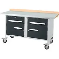 Schäfer Shop Mobile Werkbank PWi 150-0, Buche Multiplexplatte, mit Stahlabdeckung, bis 400 kg, B 1500 x T 700 x H 840 mm