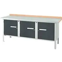 Schäfer Shop Kastenwerkbank PW 200-3, Buche Multiplexplatte, mit Stahlabdeckung, bis 750 kg, B 2000 x T 700 x H 840 mm, Anthrazit