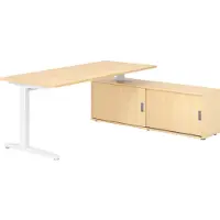 Hammerbacher Schreibtischkombi 180x80cm, Ahorn/Weiss