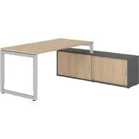 Hammerbacher Schreibtischkombi 160x80cm, Eiche/Silber