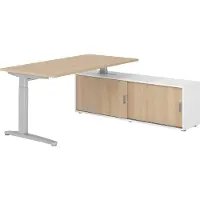 Hammerbacher Schreibtischkombi 160x80cm, Eiche/Silber