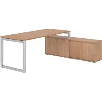 Hammerbacher Schreibtischkombi 180x80cm, Nussbaum/Silber