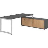 Hammerbacher Schreibtischkombi 180x80cm, Graphit/Silber
