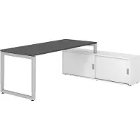 Hammerbacher Schreibtischkombi 180x80cm, Graphit/Silber