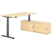 Hammerbacher Sitz-Steh Kombi 180x80cm, Ahorn/Graphit