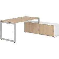 Hammerbacher Schreibtischkombi 160x80cm, Eiche/Silber