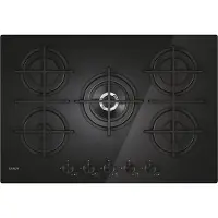 Candy CVG74WTB, Schwarz, Integriert, 75 cm, Gaskochfeld, Gehärtetes Glas, 5 Zone(n)