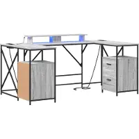 vidaXL Schreibtisch Graues Sonoma Holzwerkstoff 182 x 101 x 87,5 cm