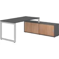 Hammerbacher Schreibtischkombi 160x80cm, Graphit/Silber