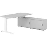 Hammerbacher Schreibtischkombi 160x80cm, Grau/Weiss