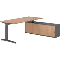 Hammerbacher Schreibtischkombi 180x80cm, Nussbaum/Graphit