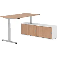 Hammerbacher Sitz-Steh Kombi 160x80cm, Nussbaum/Silber
