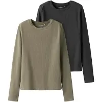 TWO SOON 2er-Pack Oberteil in Dark Grey Melange | Gr.: 146/152