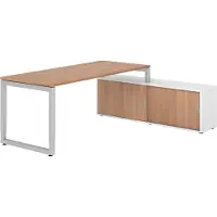 Hammerbacher Schreibtischkombi 180x80cm, Nussbaum/Silber