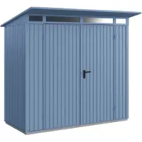 Hörmann , Metall-Gerätehaus Berry Classic mit Pultdach Typ 1, 248 x 153 cm, taubenblau, 3,8 m², 2-flüglige Tür