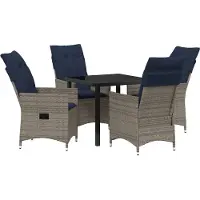 vidaXL Tisch- und Stuhlset 5 Stk. Grau PE-Rattan