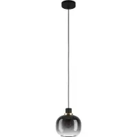 Eglo Hängelampe Oilella, 1-flammige Pendelleuchte Rauchglas über Esstisch, Deckenlampe hängend aus Metall mit Glas-Kugel, Kugellampe, E27, Ø 19 cm