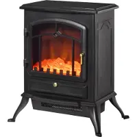 HOMCOM Elektrokamin Kaminofen Überhitzungs-Schutz Schwarz 45x28x54 cm
