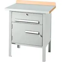 Schäfer Shop Kastenwerkbank PWi 75-0, Buche-Dekor Multiplexplatte, mit Stahlabdeckung, bis 750 kg, B 750 x T 700 x H 840 mm