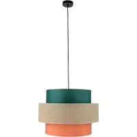 Licht-Erlebnisse Hängeleuchte Stoff Metall E27 D: 50 cm H: max. 160 cm Schwarz Natur Orange Grün rund Modern Hängelampe