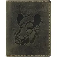 Green Burry GREENBURRY Geldbörse Vintage Animal Collection Wallet Olive Wild Boar dunkelgrün