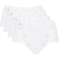 Sloggi Taillenslip , Damen, Gr. 44, 4 Stk., weiß, 95% Baumwolle, 5% Elasthan, Spitze:9% Elasthan, 20% Baumwolle, 71% Polyamid, Unterhosen Taillenslip