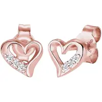 Elli DIAMONDS Ohrringe Herz Liebe Diamant (0.03 Ct.) 925 Silber Elli DIAMONDS Rosegold