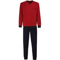 Götzburg Pyjama "Manhattan" 2 tlg. Langarm, V-Ausschnitt, lange Hose, V-Ausschnitt, Baumwolle