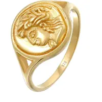 Elli Ring Siegelring Coin Antik Münze 925 Silber Elli Gold