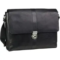 Leonhard heyden Leder Umhängetasche Schultertasche mit Laptopfach Bergamo Messenger Bag Black schwarz