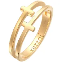 KUZZOI Ring Herren Kreuz Double 925 Silber Kuzzoi Gold