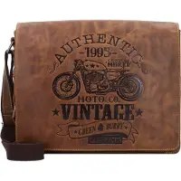 Greenburry Umhängetasche Leder 34x28cm Damen Herren antikbraun CAFE RACER