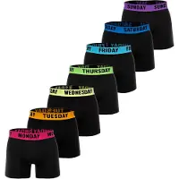Happy Shorts Herren Boxershorts, 7er Pack - Jersey Trunks, Retro Shorts, Logobund