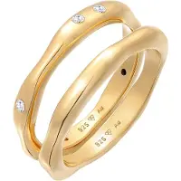 Elli Ring Zirkonia Stapelring Bandring Basic 2Er Set 925 Ring Elli Gold
