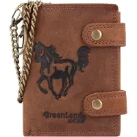 Greenland Nature Leder Geldbörse Monte RFID Wallet With Chain Horse braun