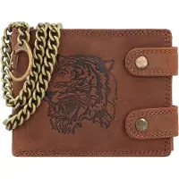 Greenland Nature Leder Geldbörse Monte RFID Wallet With Chain Tiger braun