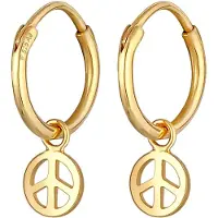 Elli Ohrringe Creolen Peace Boho Symbol 925 Silber Elli Gold