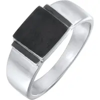 KUZZOI Ring 925 Sterling Silber Siegelring in Schwarz | Gr.: 60