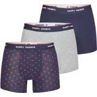Happy Shorts Herren Boxer Shorts, 3er Pack - Retro Jersey, Logobund