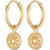 Elli Ohrringe Creolen Coin Rund Sonne Antik 925Er Silber Elli Gold