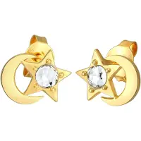 Elli Ohrringe 925 Sterling Silber Astro, Halbmond, Sterne, Stern in Gold | Gr.: onesize