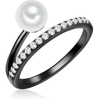 Valero Pearls Damen Sterling Silber Zirkonia Süßwasser-Zuchtperle schwarz - 32354
