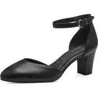 Tamaris Damen Pumps Leder Fesselriemen stoßdämpfender Blockabsatz 1-22401-42, Größe:42 EU, Farbe:Schwarz