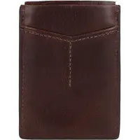 Fossil Leder Kartenhalter Geldklammer Derrick Magnetic Card Case Dark Brown braun