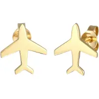 Elli Ohrringe 925 Sterling Silber Flugzeug in Gold | Gr.: onesize